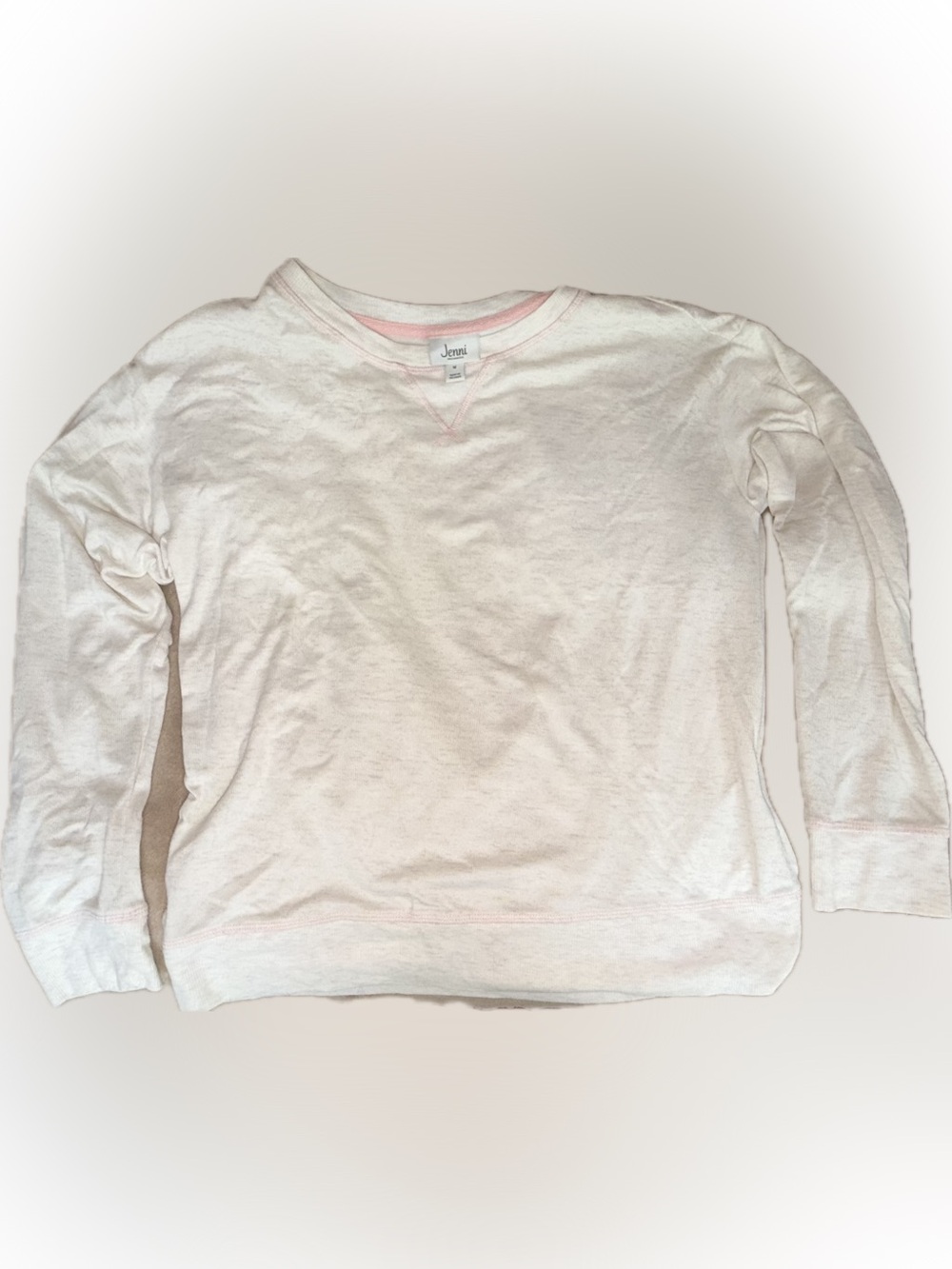Jenni Cream With Pale Pink ~ Peach Ribbed Luxurious Soft Versatile Sweater